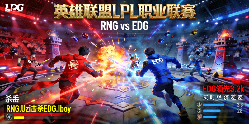 英雄联盟LPL职业联赛RNG对阵EDG电竞直播 - 激烈对战画面